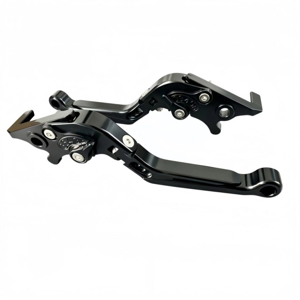 CNC aluminum brake lever for Segway E200P Niu ZEEHO electric moped - black color - 6 position adjustable foldable anti-break design