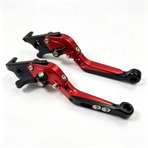 CNC aluminum brake lever for Segway E200P Niu ZEEHO electric moped - red color - 6 position adjustable foldable anti-break design