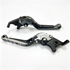 CNC aluminum brake lever for Segway E200P Niu ZEEHO electric moped - titanium black color - 6 position adjustable foldable anti-break design