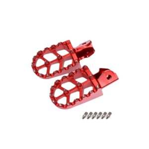 Sur Ron Light Bee X Wide CNC Foot Pegs Red 6061-T6 Anti-Slip Offroad Upgrade