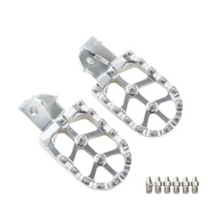 Sur Ron Light Bee X Wide CNC Foot Pegs Silver 6061-T6 Anti-Slip Offroad Upgrade