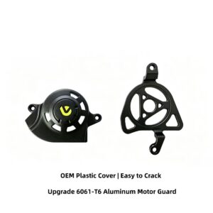 CNC aluminum side motor cover OEM vs upgrade comparison for Sur-Ron Light Bee and Segway